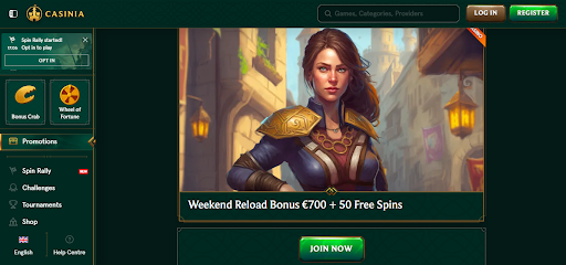 casinia weekend reload bonus screenshot