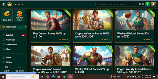 Bonus Crab feature on Casinia.