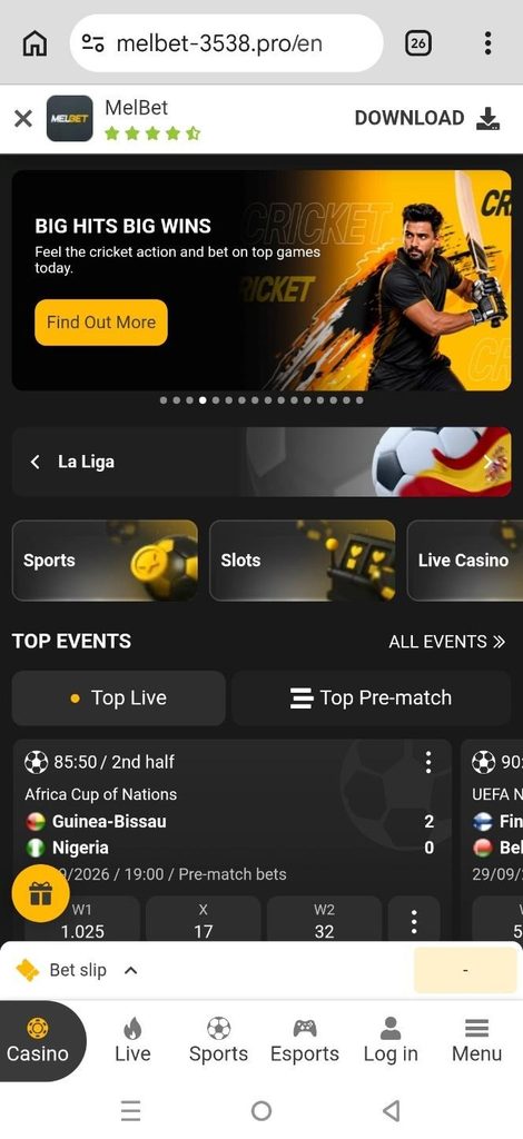 Mobile Games on MelBet—Explore top pre-match and top live. 