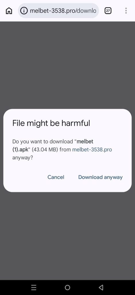 MelBet Saudia App download process on Android. 
